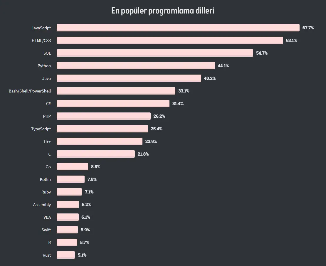 Stack Overflow Developer Survey 2024 — most popular programming languages